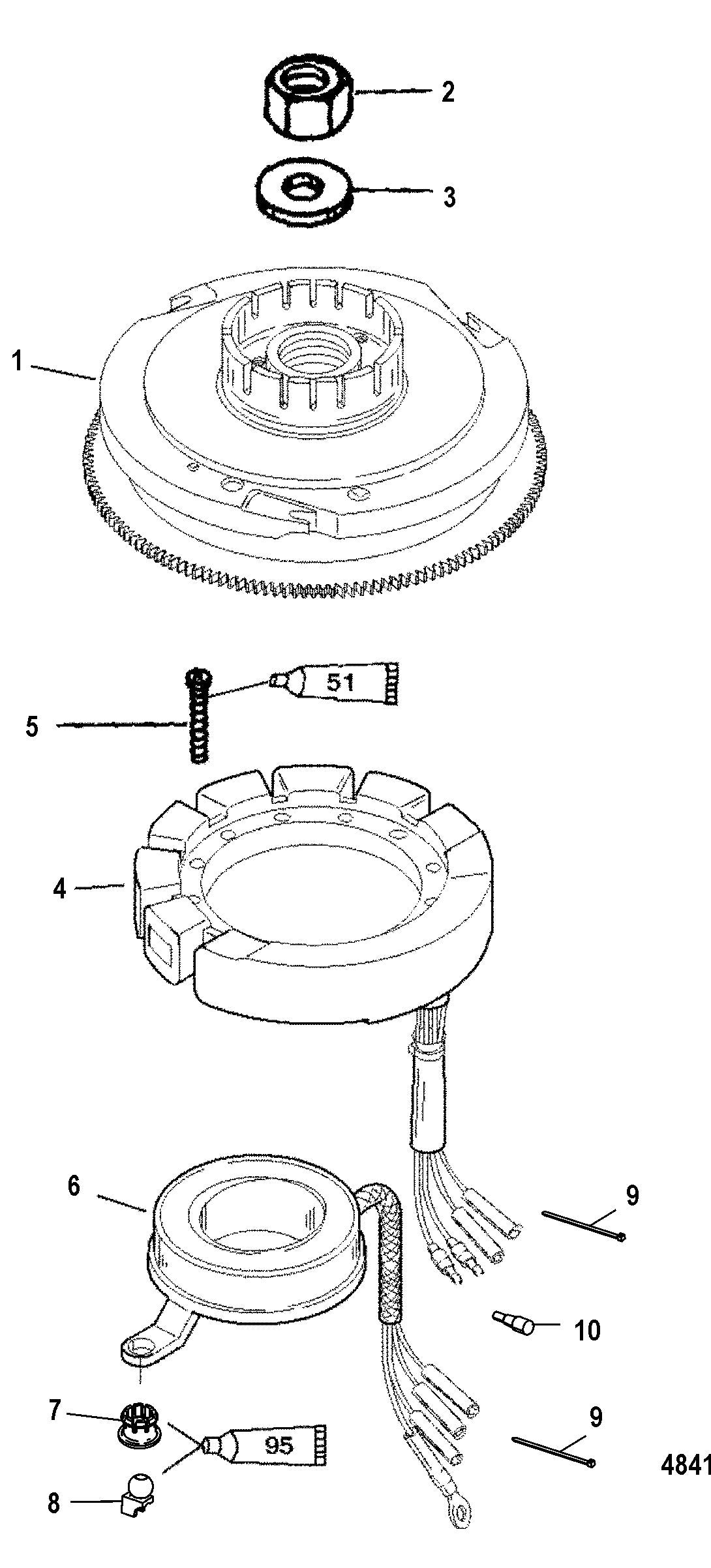 Mercury 60 (3 CYL.) BIGFOOT Flywheel and Stator, Manual Diagram