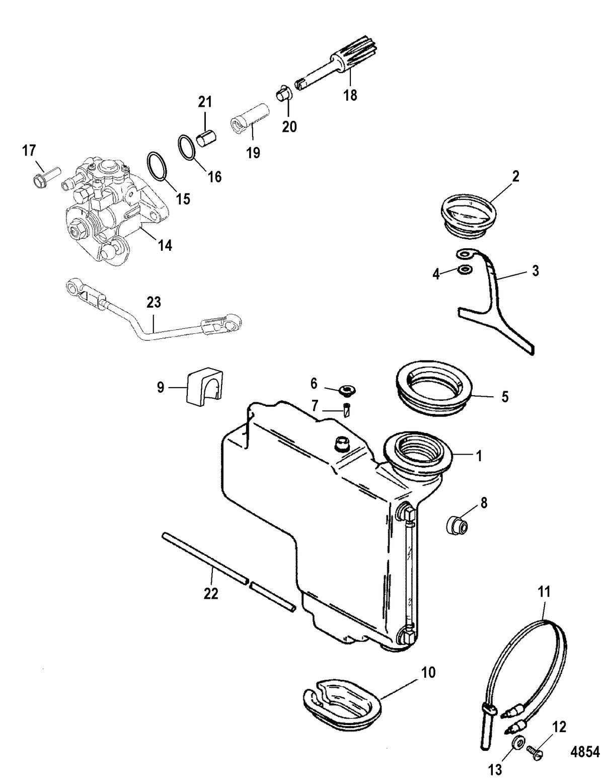 Mercury 60 (3 CYL.) BIGFOOT Oil Injection Components Diagram