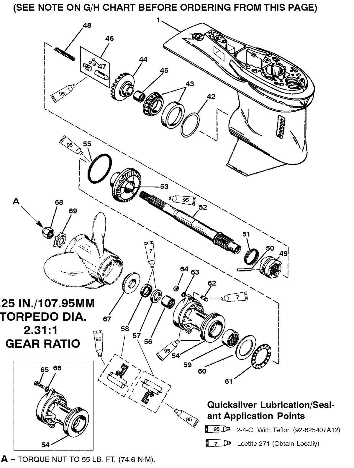 Mercury 75 (3 CYL.) GEAR HOUSING (PROP SHAFT)(3 JAW REVERSE CLUTCH) Diagram