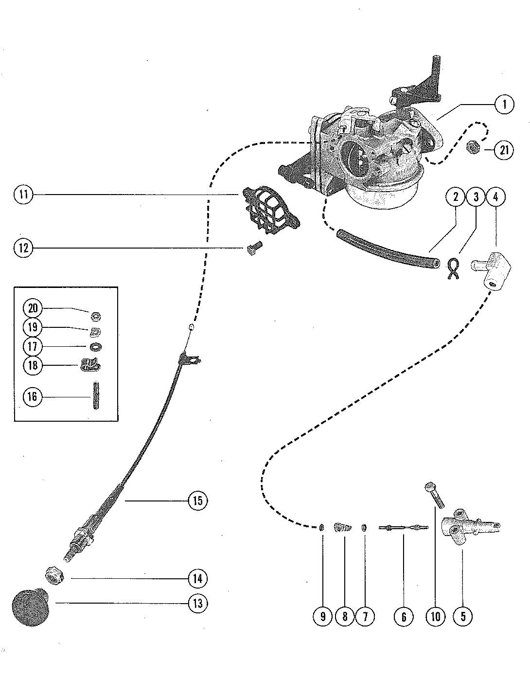 Mercury 75 CARBURETOR AND CHOKE ASSEMBLY Diagram