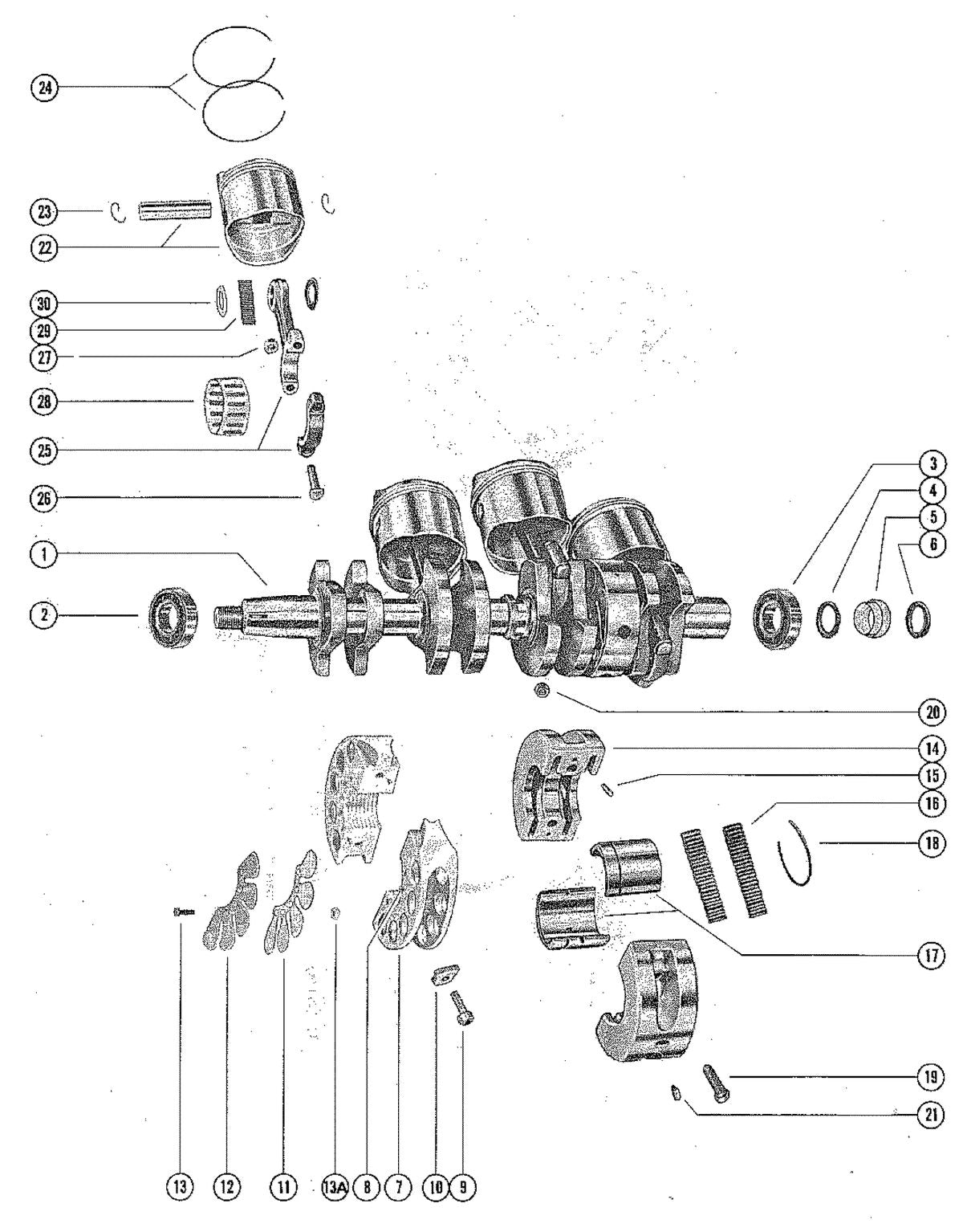 Mercury 800 (4 CYL.), 80 (4 CYL.) CRANKSHAFT, PISTON AND CONNECTING ROD Diagram