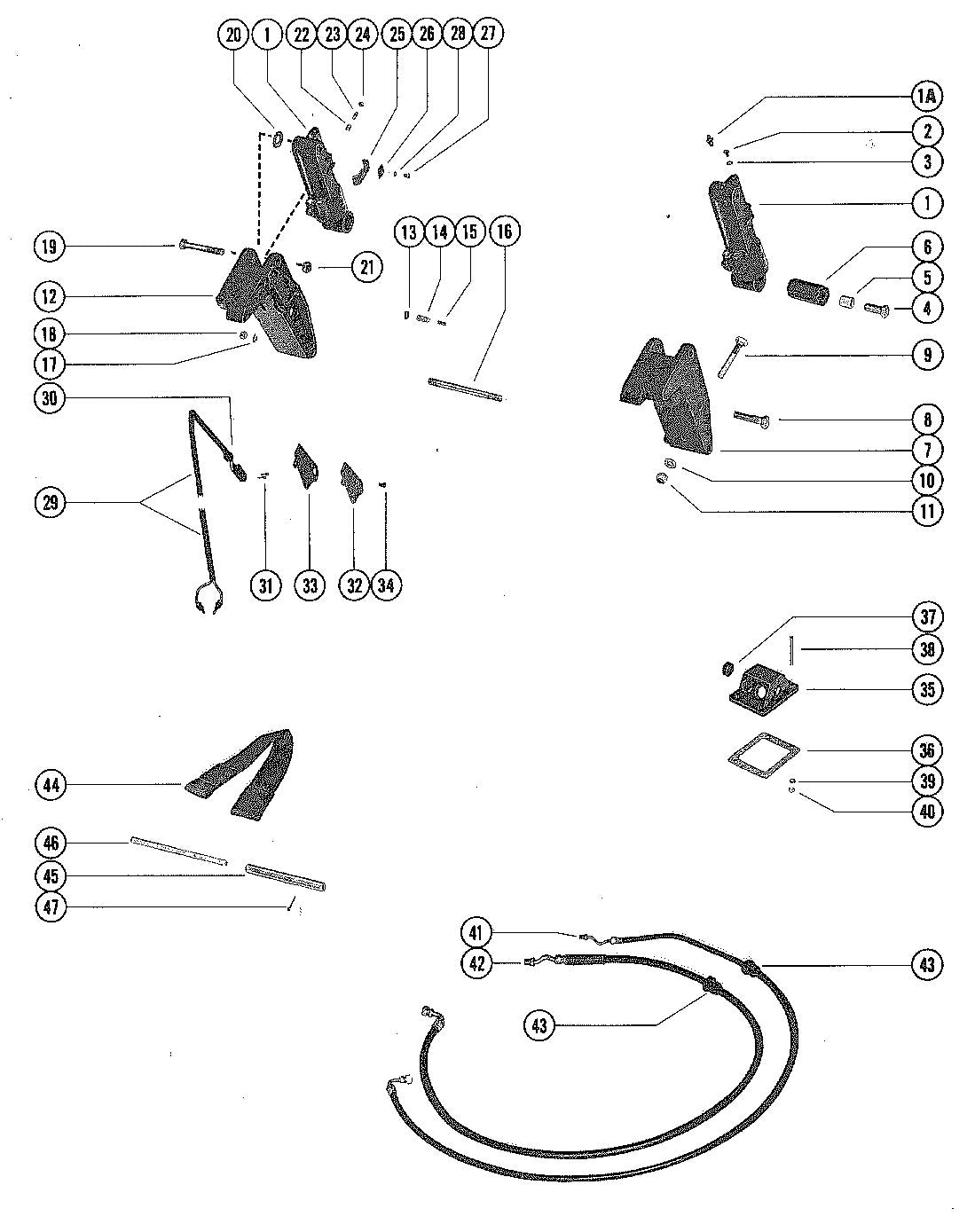 Mercury 90 (6 CYL.) TRIM CYLINDERS AND HYDRAULIC HOSES Diagram