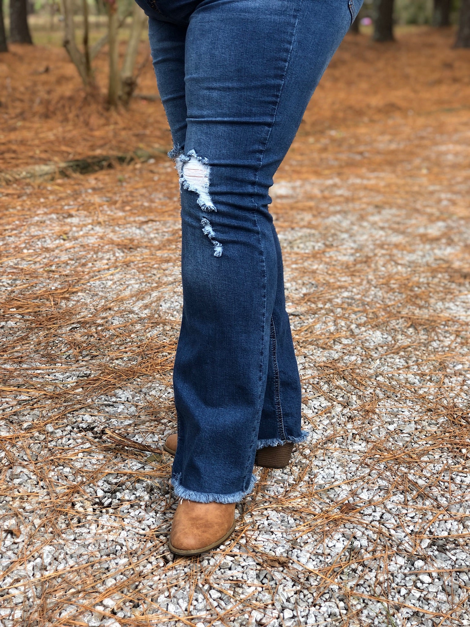 frayed bootcut jeans