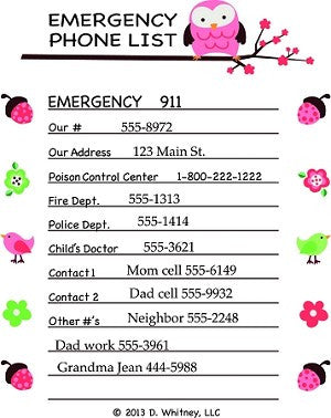 emergency phone list