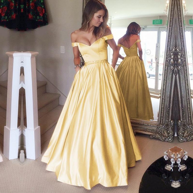Satin Yellow Prom Dress Deals, 52% OFF ...