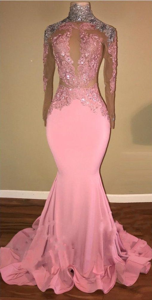 pink mermaid prom dress