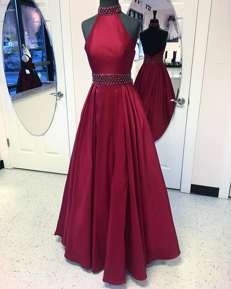 burgundy satin gown