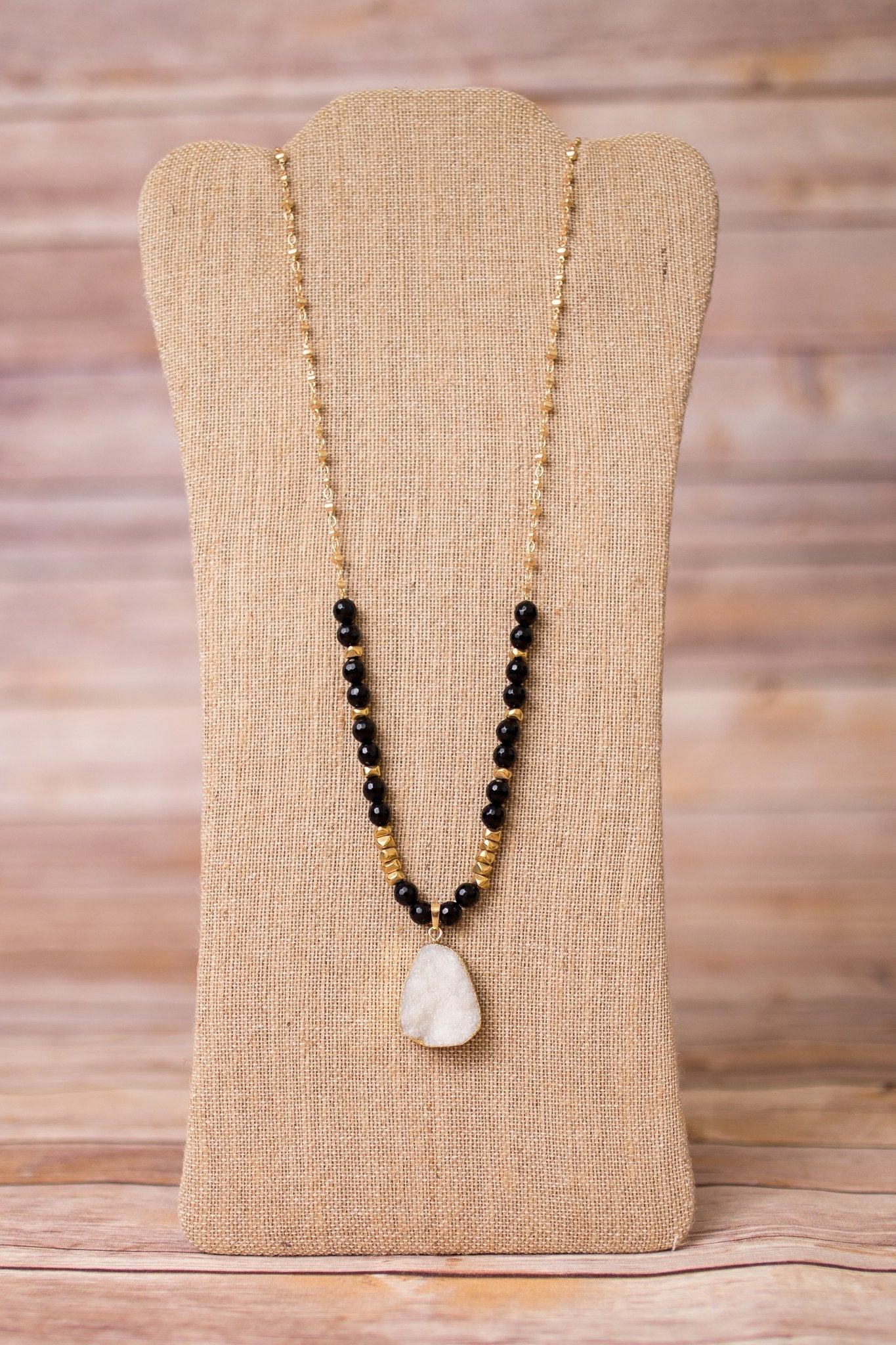 Beaded Necklace with Druzy Pendant