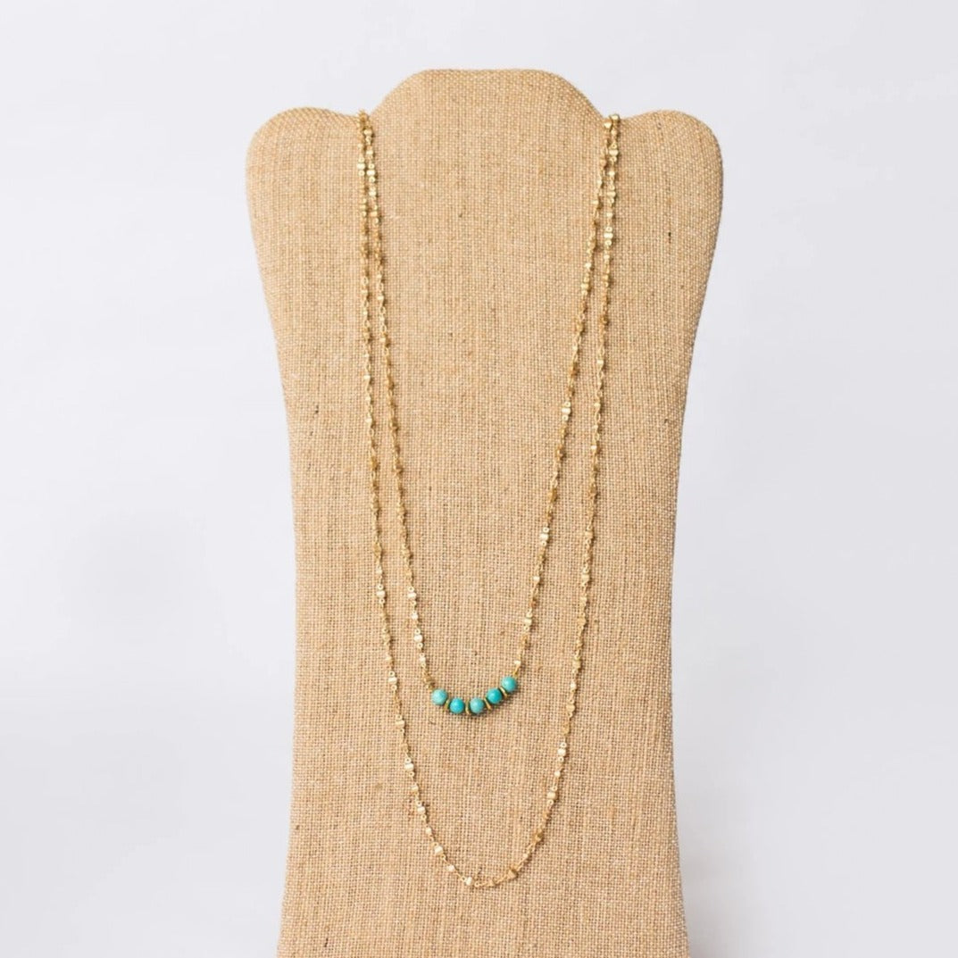 Double Layer Necklace with Gemstones