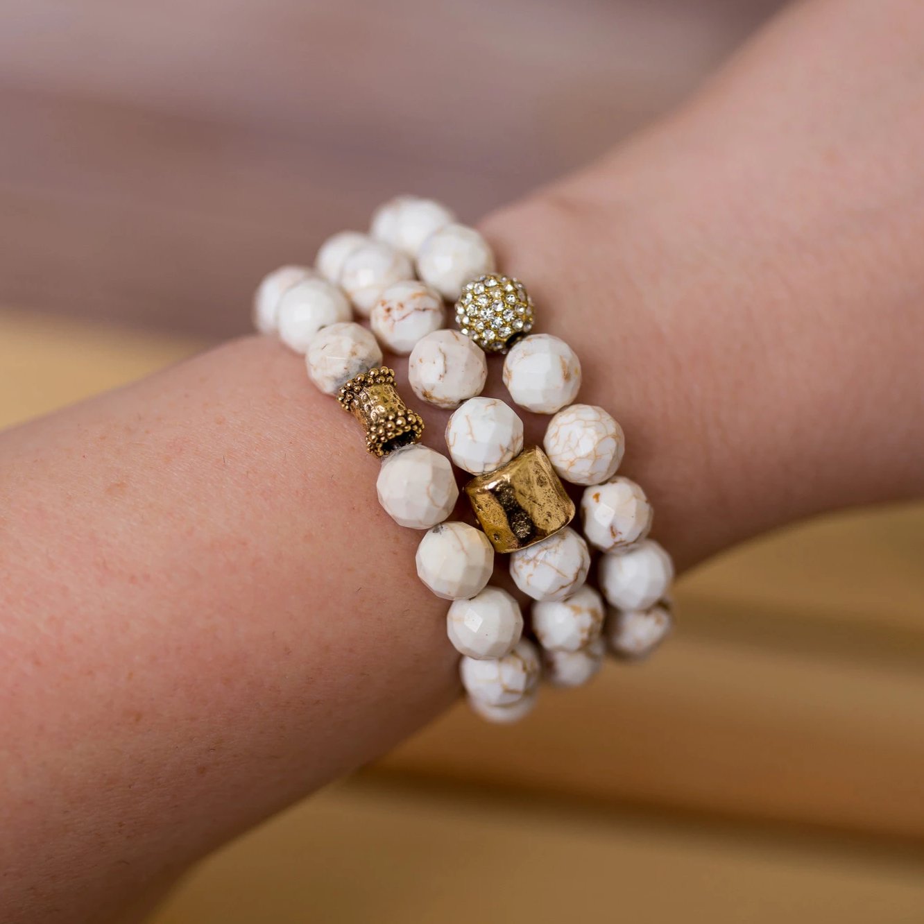 Cream Howlite Bracelet Stack