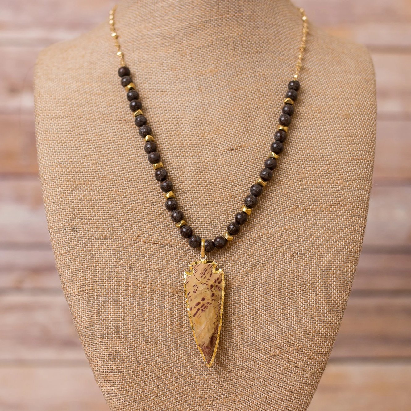 Beaded Necklace with Arrowhead Pendant