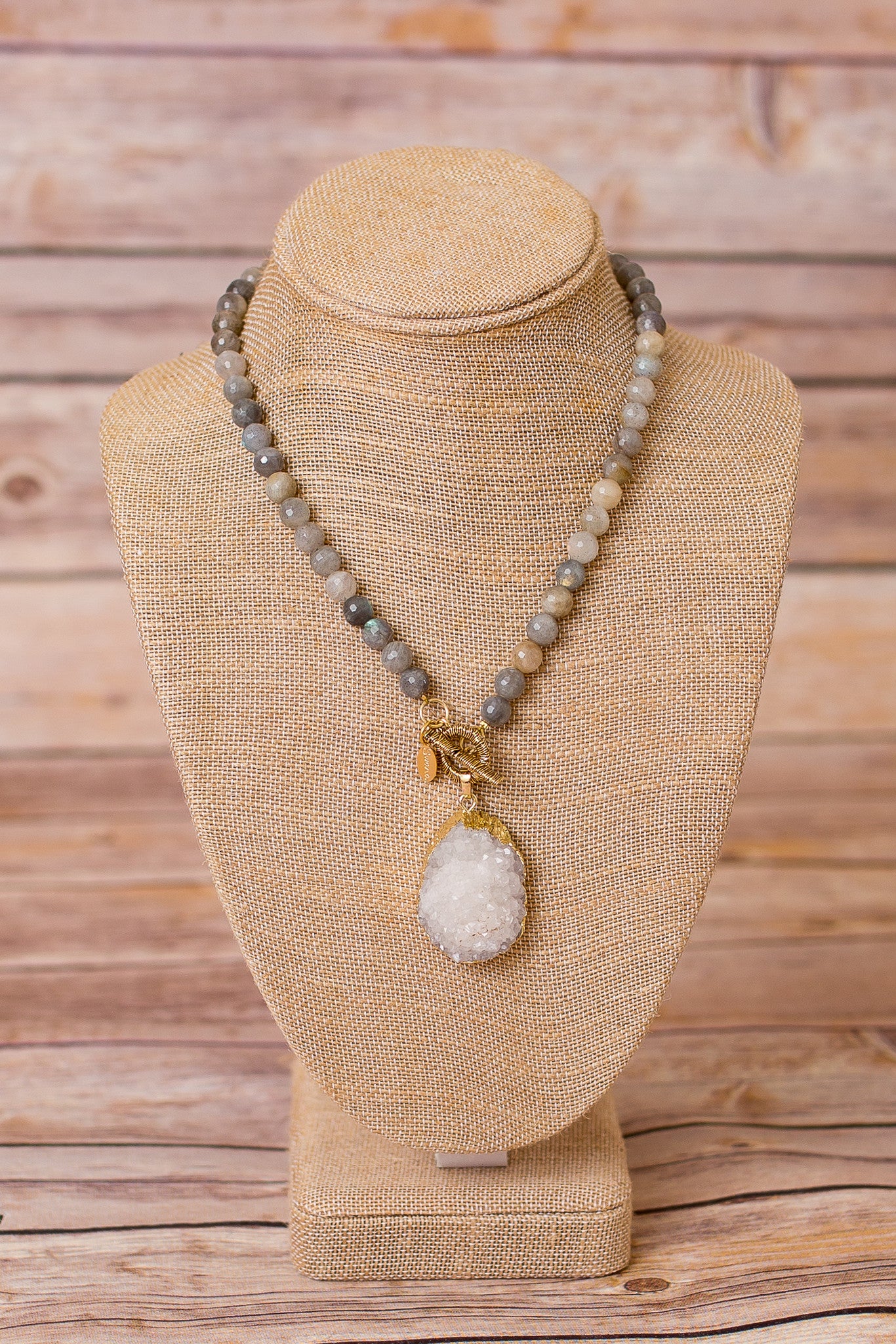 Labradorite Necklace with Druzy Pendant