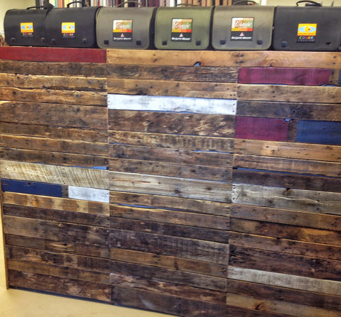 Custom built pallet wood wall