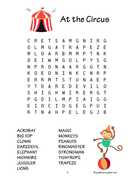 20 Word Searches for Kids - PRINTABLE PDF – Puzzles to Print