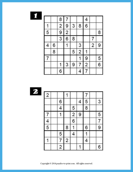 easy sudoku for you printable pdf puzzles to print