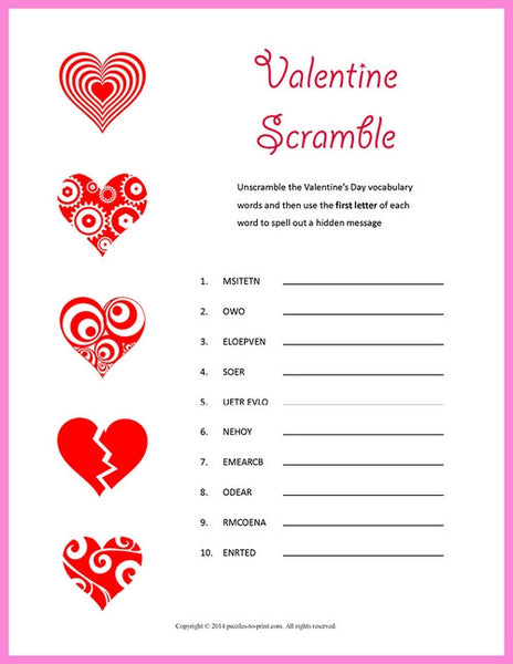 Valentine Puzzle Bundle - PRINTABLE PDF – Puzzles to Print