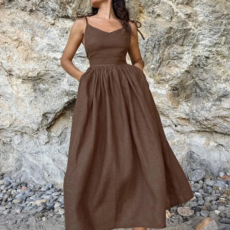French Suspender High Waist Dress for Women, Summer Collection - Image 3