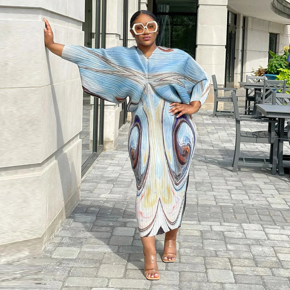 Boho Print Batwing Sleeve Maxi Dress for Women - Image 13