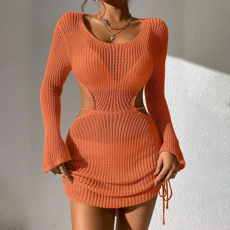 Solid Color Knitted Beach Pareo Coverup for Women - Image 10