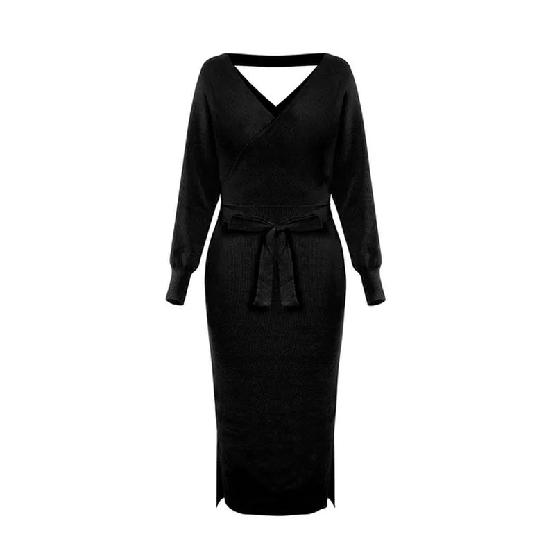 Fall Winter Knitted Dresses for Women with Bat Sleeves - Image 7