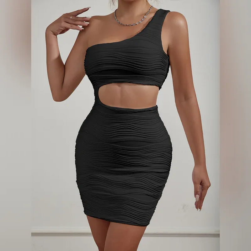 One Shoulder Waist Dress - Sexy and Sophisticated Women's Fashion - Image 7