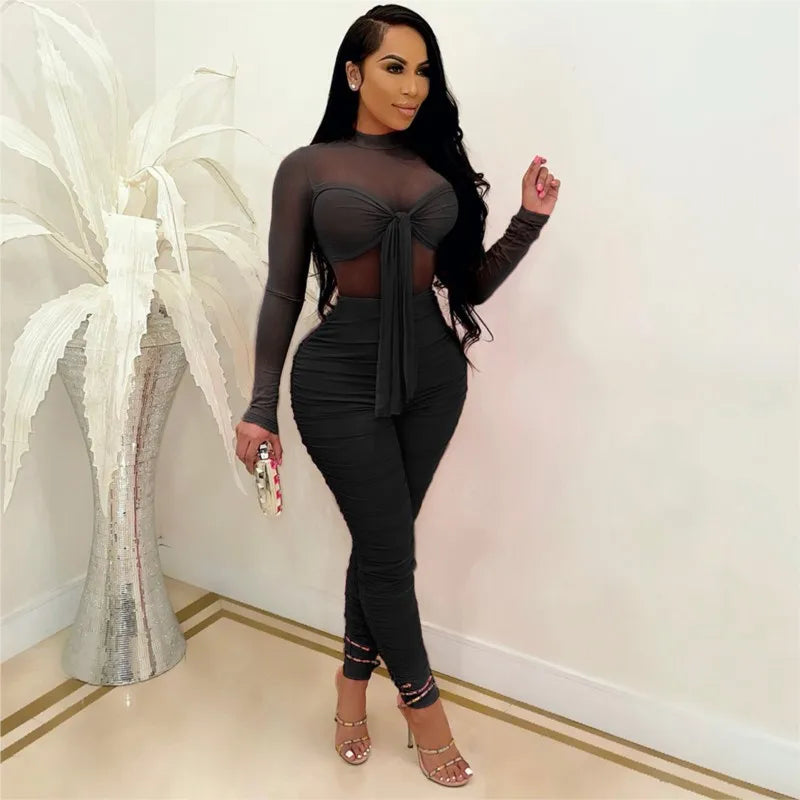 Women's Sexy Long Sleeve Solid Color Romper Swimwear Cover-up - Image 4