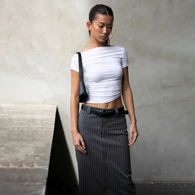 Summer Sexy Women's Short Sleeve Crop Top Tee - Image 2
