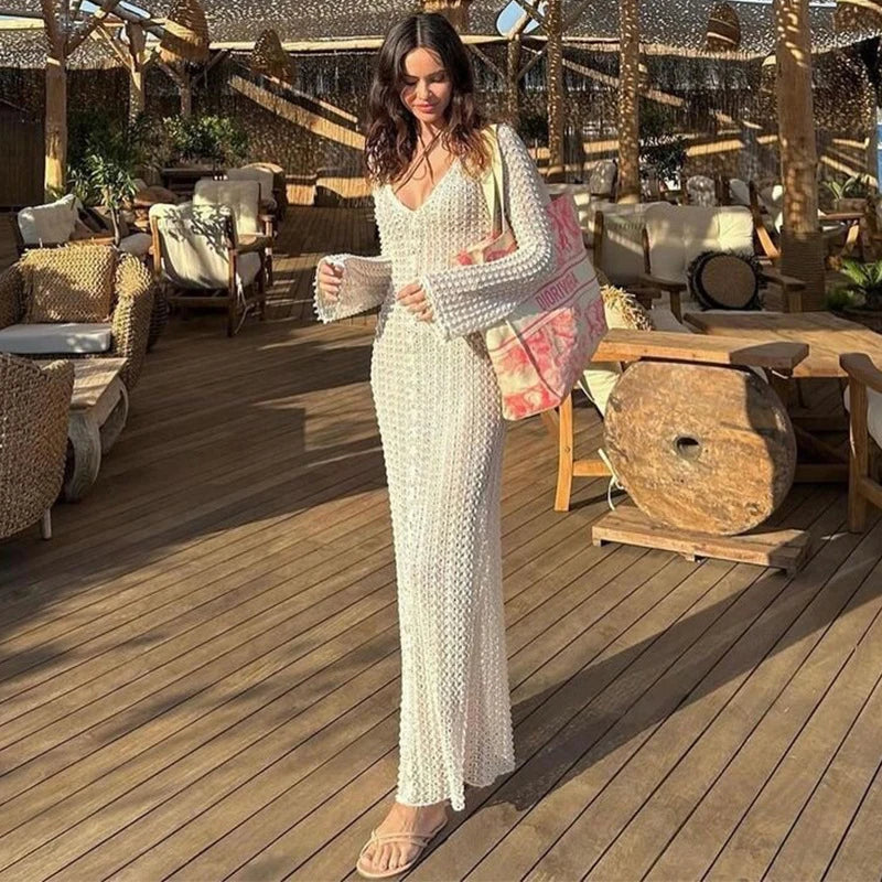 Women's Beach Cover Up Swimwear Robe Hollow Shirt Pareo - Image 3