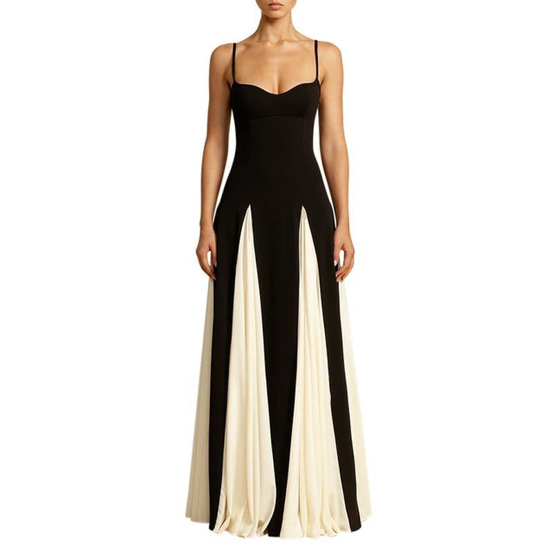 Women's Elegant Spaghetti Strap Maxi Dress - Sleeveless Backless Flowy