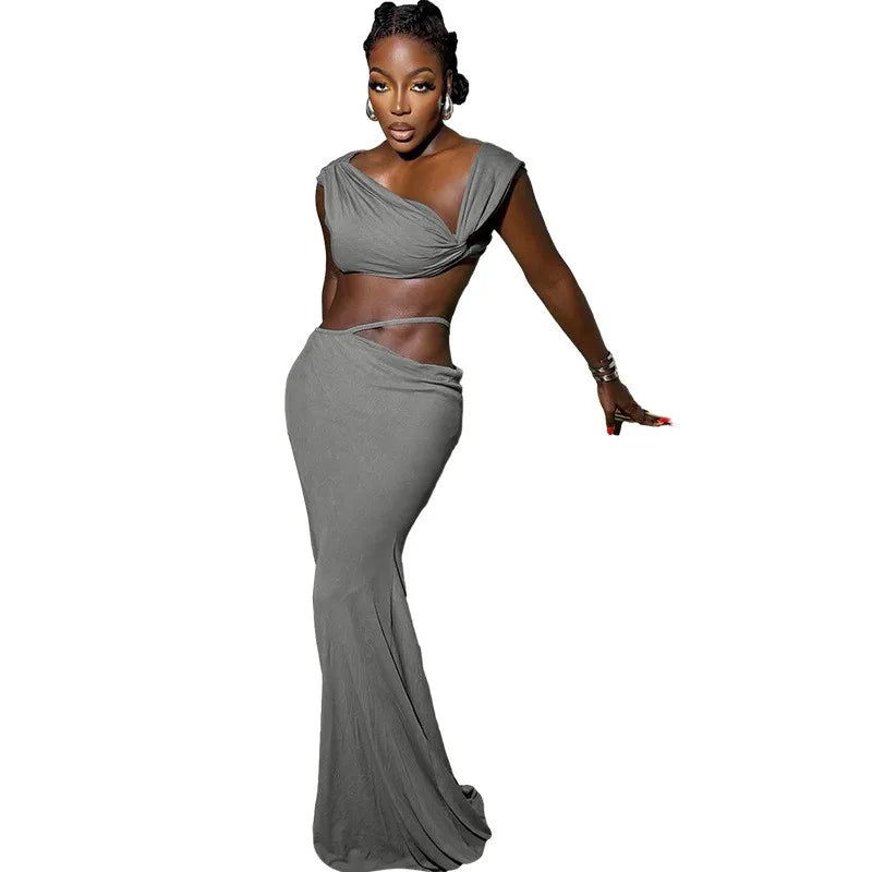 Stylish Beach Cover-Up Dress with Oblique Shoulder Detail - Image 8