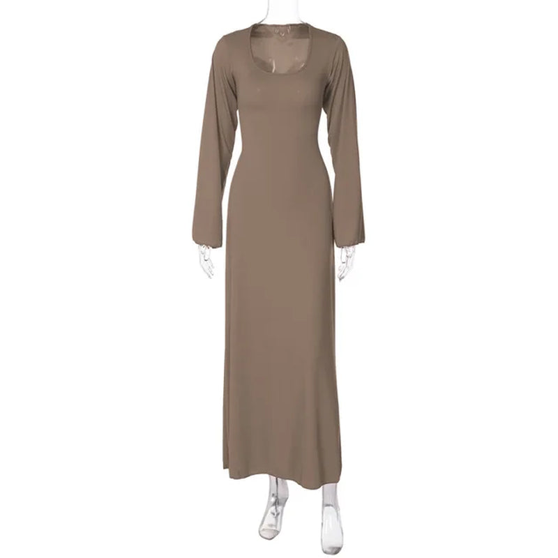 Elegant Backless Maxi Dress with Full Flare Sleeves for Women - Image 11