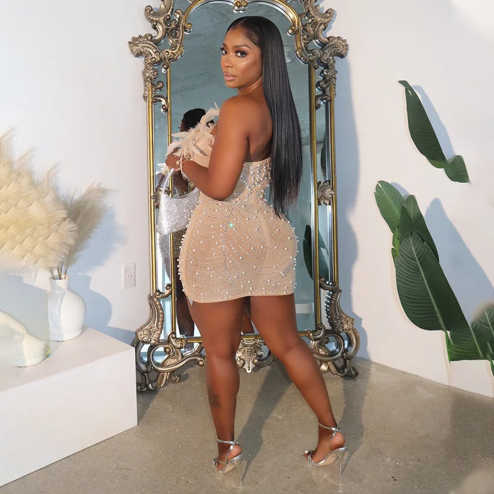 Sexy V-Neck Sheer Mesh Bodycon Dress for Club Parties - Image 4