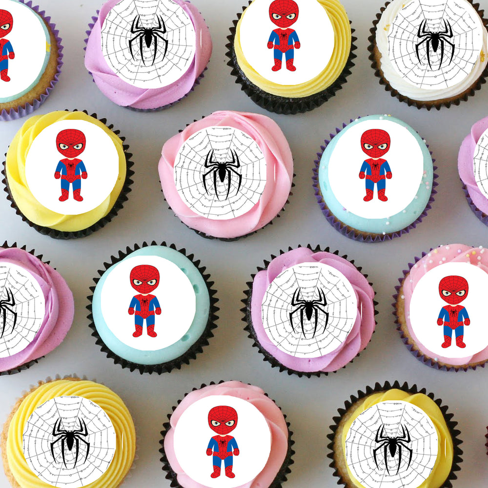 Spiderman Superhero Pre-cut Mini Edible Cupcake or Cookie Toppers – Deezee  Designs