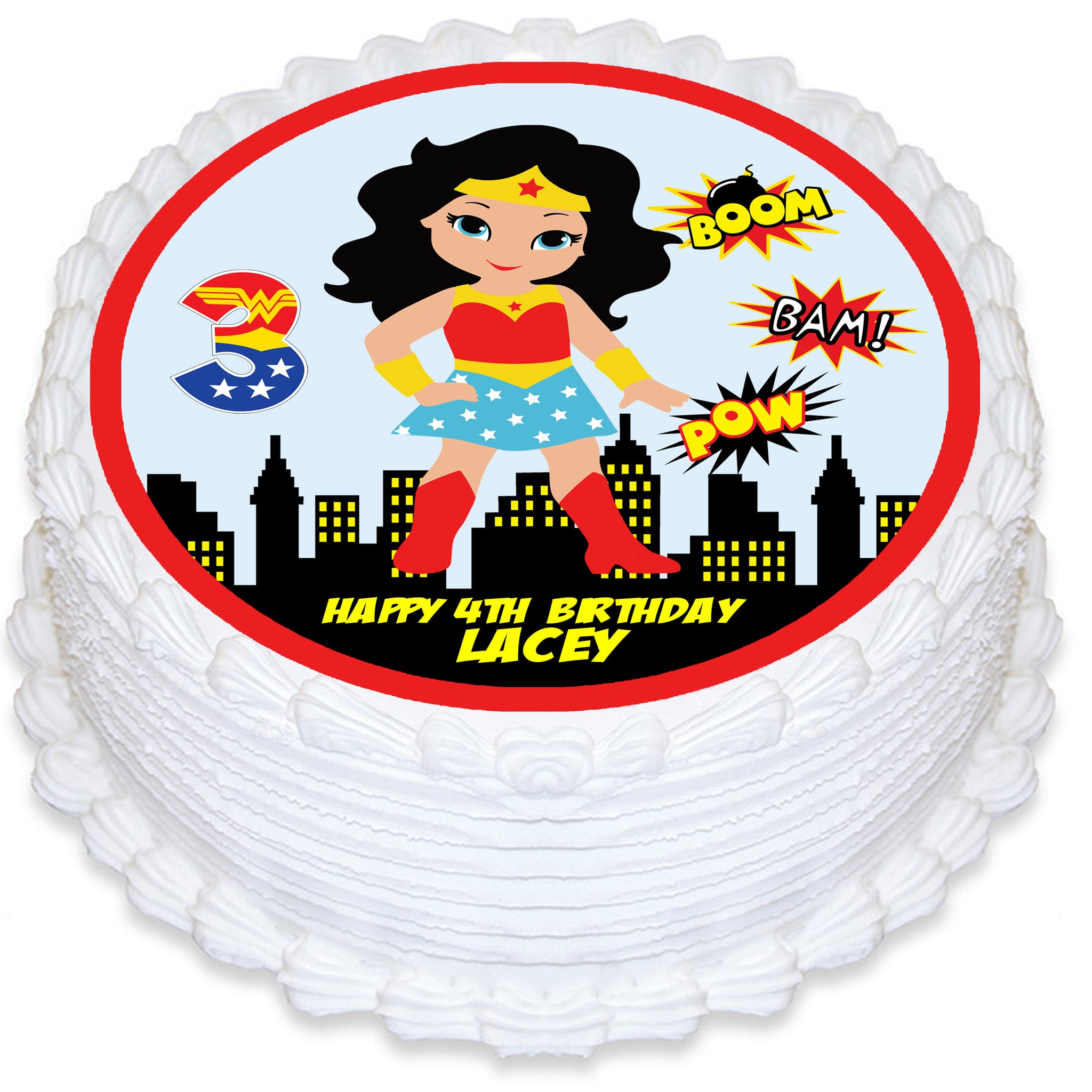 Wonderwoman Round Edible Cake Topper - Deezee Designs