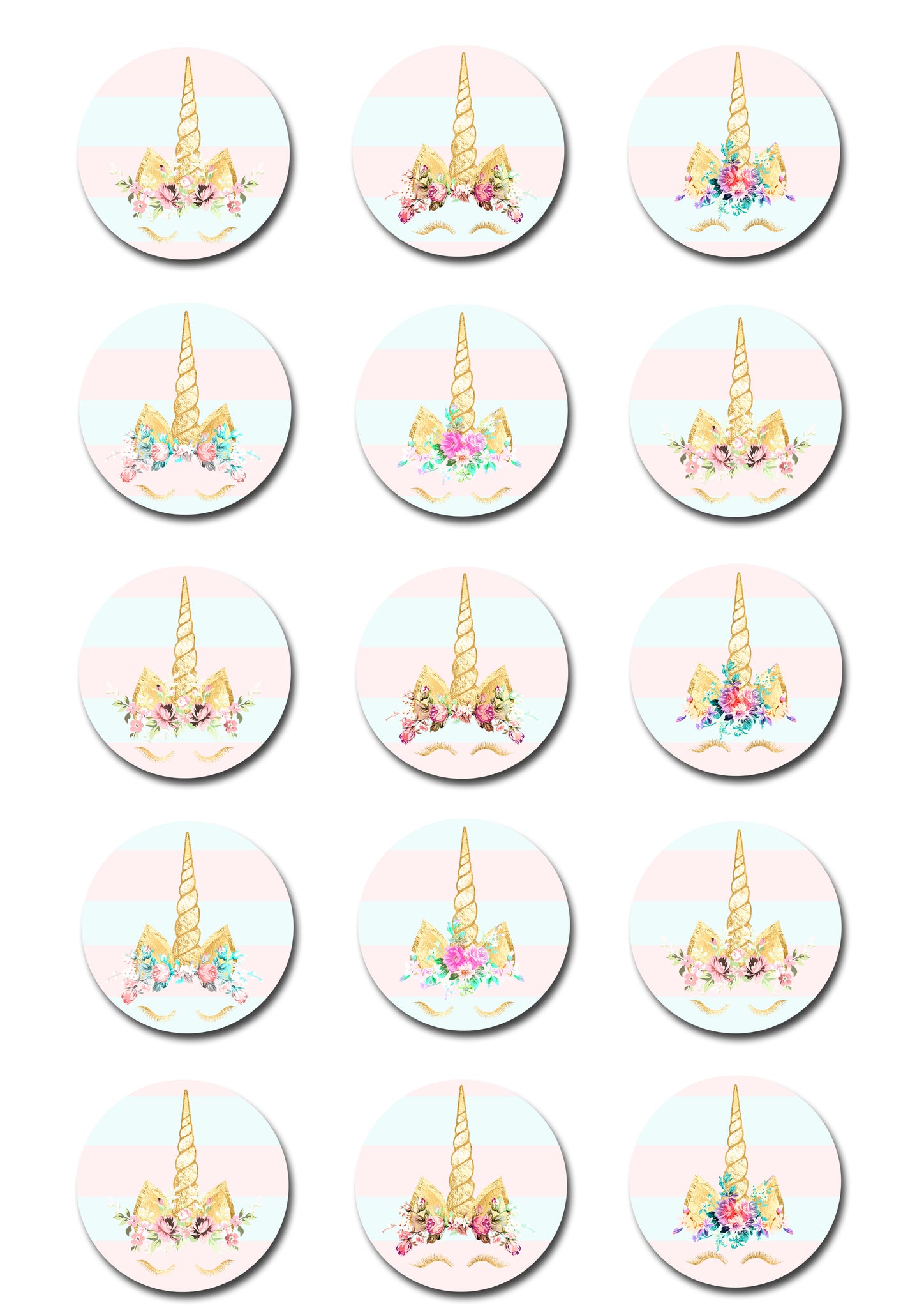 unicorn face edible cupcake toppers deezee designs