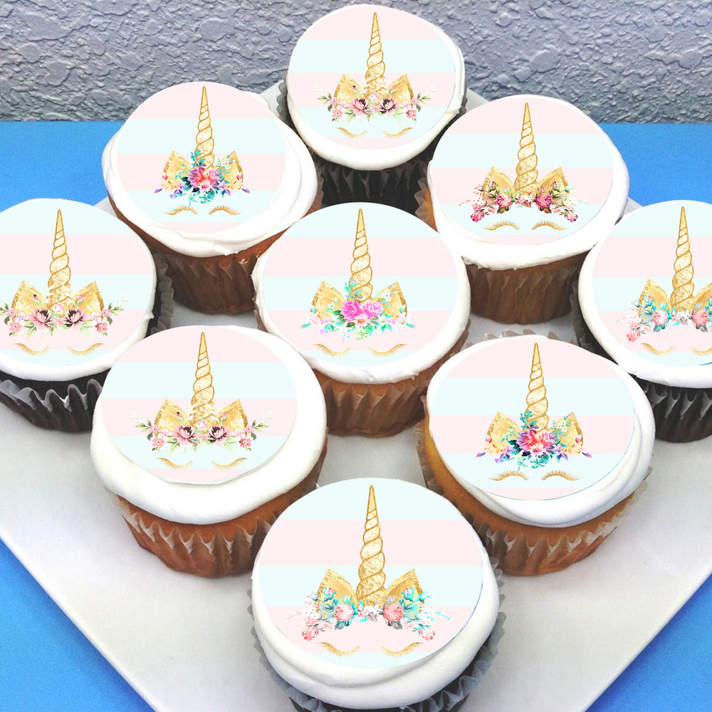 unicorn face edible cupcake toppers deezee designs