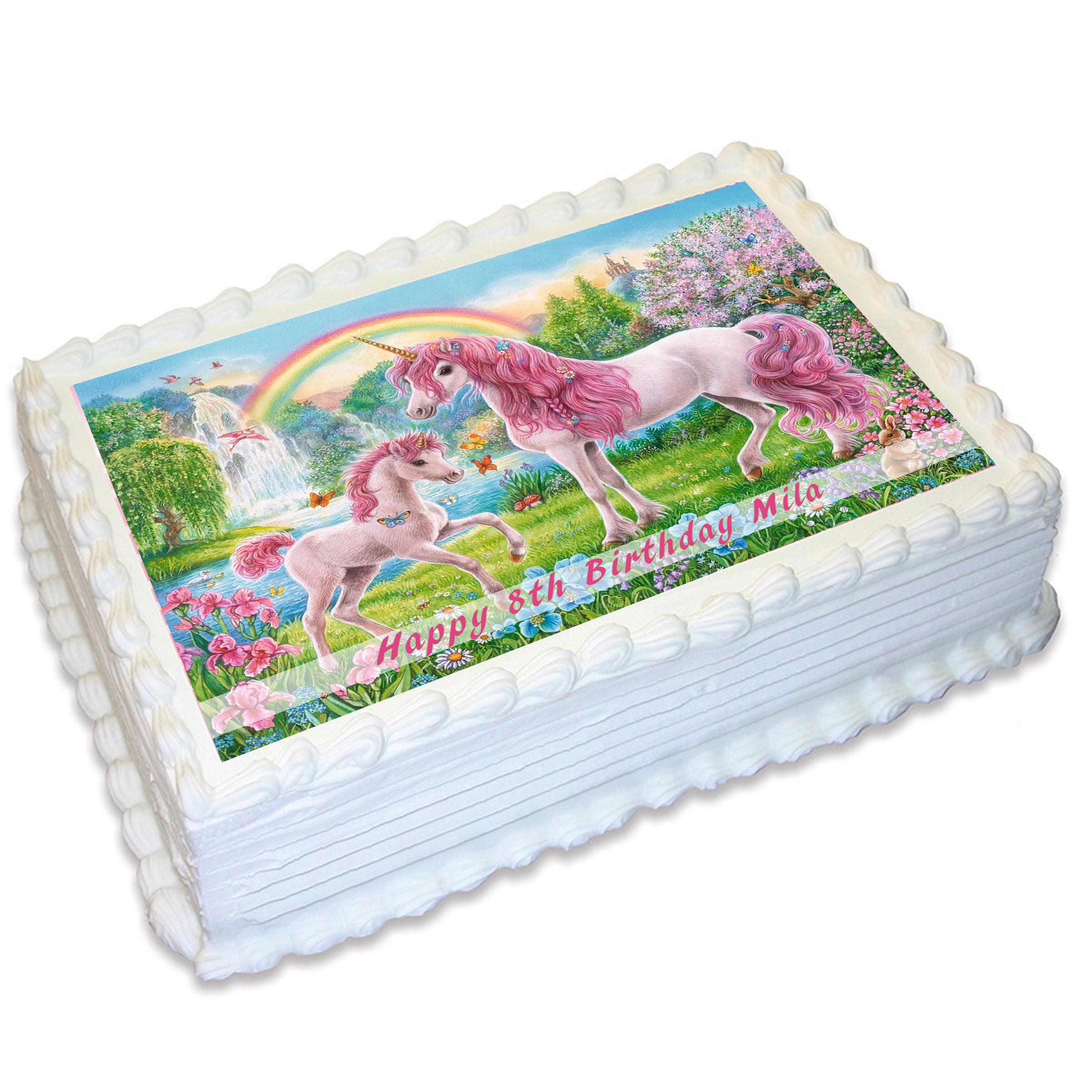 unicorn rectangle edible icing cake topper deezee designs