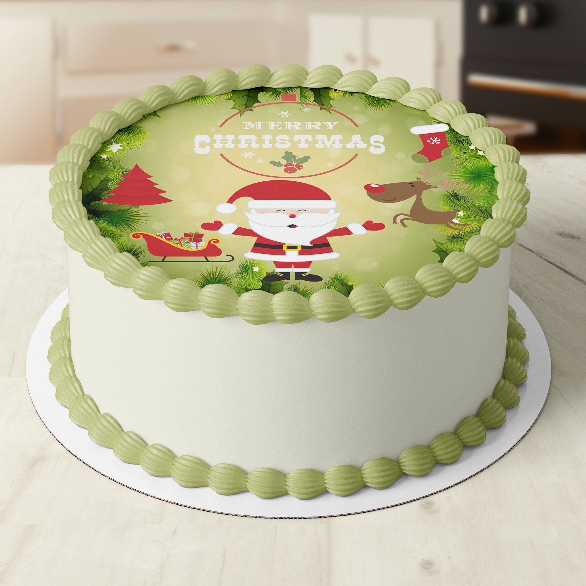 Christmas Santa Round Edible Icing Cake Topper – Deezee Designs