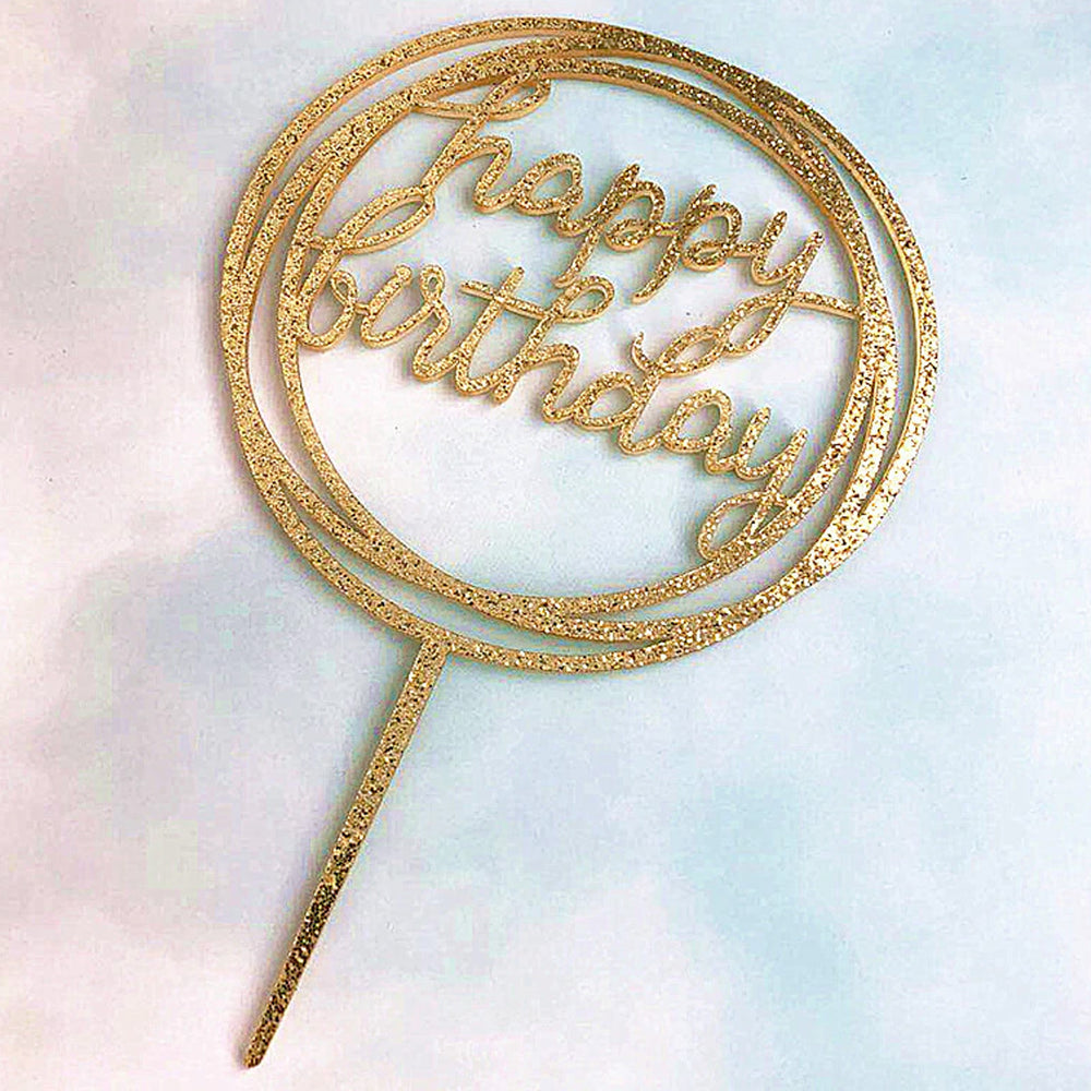 happy birthday round acrylic cake topper deezee designs