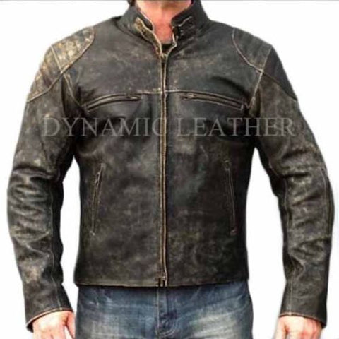 MOTO envejecido Hooligan Chaqueta De Cuero Motero Moda Informal – Majestic Leather