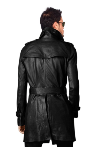 Hombre Elegante Con Cinturón Negro Abrigo largo, cuero Gabardina, guis –  Majestic Leather