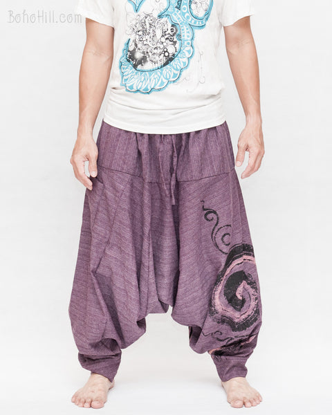 Purple Baggy Low Crotch Harem Hand Paint Aladdin Pants Swirl Design ...