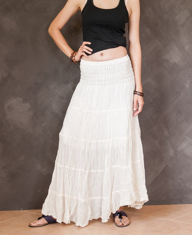 white boho maxi skirt