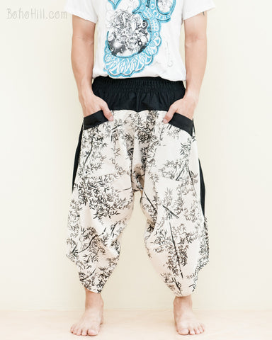 Paisley Embroidery Shirred Waist Pants cipelici-orange.com