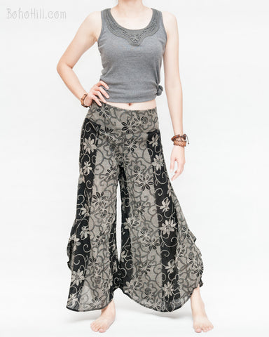 black wide leg summer trousers