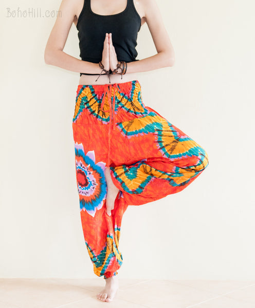 Summer Hippie Tie Dye Print Low Crotch Harem Yoga Pants – BohoHill