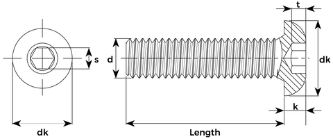 Socket button technical illustration iso 7380