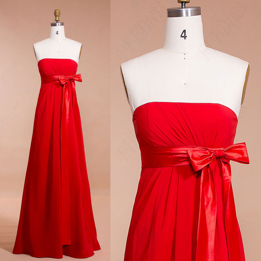 Red Maternity Bridesmaid Dresses with Bow and Ribbon – MyPromDress