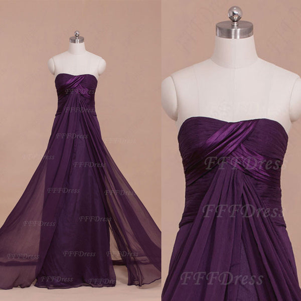 Purple Strapless Flowy Long Prom Dresses – MyPromDress