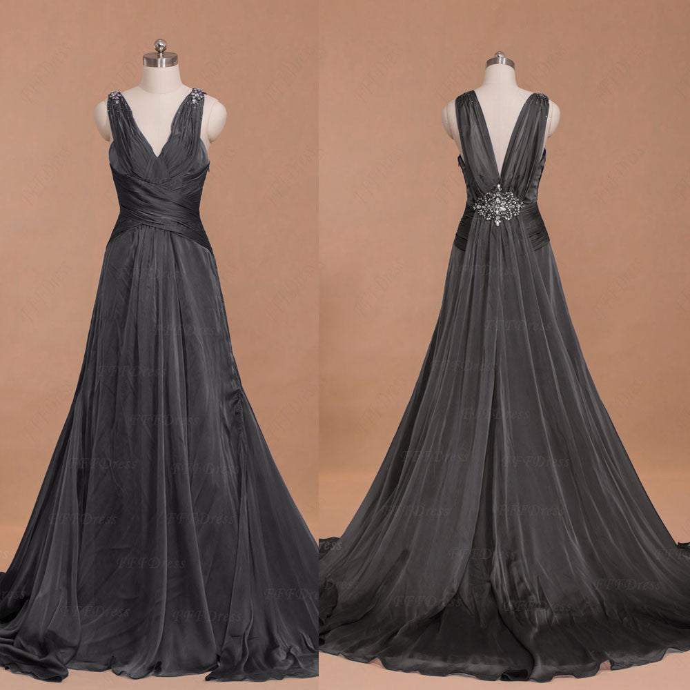 charcoal gray formal dress